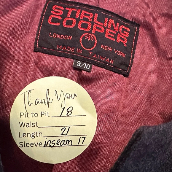 Vintage Stirling Cooper Wool Blend Open-front Classic Mandarin Collar Blazer - Picture 7 of 7